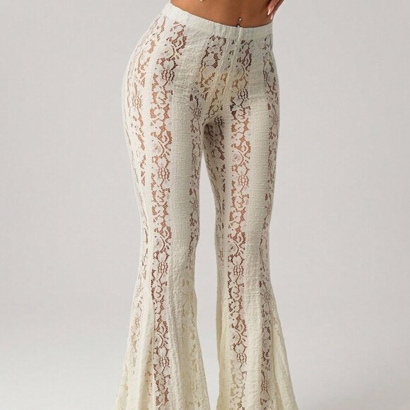 Sexy Women's Full Lace Exaggerated Flared Leg Skinny Tight fit pants - Picture 6 of 8